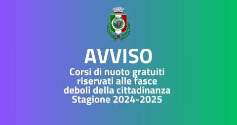 Corsi di nuoto per fasce deboli della cittadinanza stagione 2024/2025 Corsi di nuoto per fasce deboli della cittadinanza stagione 2024/2025